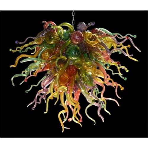 Multicolor Led Light Hand Blown Glass Chandelier Home DIY Villa Decor Artistic Chandeliers