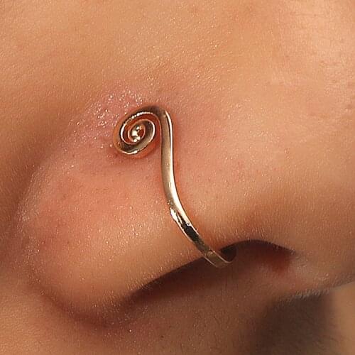 Adjustable Fake Nose Ring,Tribal Nose Cuff, No Piercing Nose Jewelry Clip On Pierce-less Ear Tragus Conch Cuff Fake Piercing