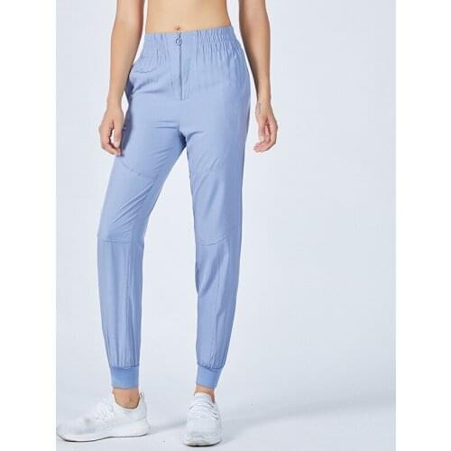 Zipper High Waist Fitness Joggers Yoga Women Stretchy Running Sport Dry Quick Loose Breathable Beam Foot Sweatpants With Pockets