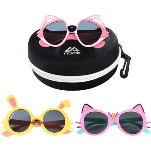 Mosodo 3pcs/set Silicone Kids Sunglasses Boys Anti Blue Sun Glasses Polarized UV400 Girls Cartoon Modeling Versatile Sunglasses
