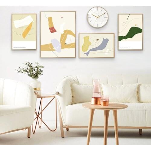 Modern simple abstract geometry small fresh Nordic Morandi art poster decorative painting picture painting core canvas