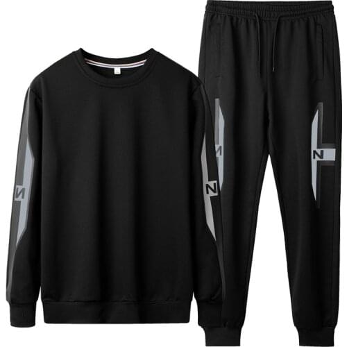 Large Size 8XL Sporting Suit Mens Casual O-Neck Autumn and Winter Tracksuit Sets for Men Hoodie +Trousers Two Pieces Clothing