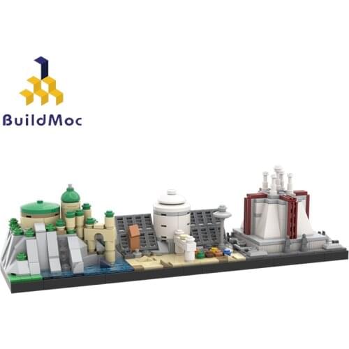 Buildmoc Star Movie SW Episode I Temple Skylines Naboo Tatooine-Coruscant Architecture Building Blocks Toys For Children Gifts