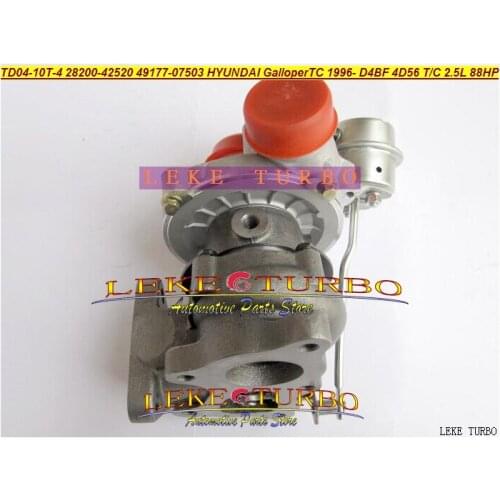 Free Ship Turbo TD04-10T4 28200-42520 49177-07503 28200 42520 Turbocharger For HYUNDAI Galloper TC 1996- D4BF 4D56 T/C 2.5L 88HP