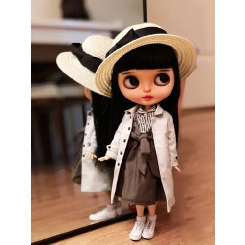 1PCS High Quality Bowknot Straw Hat for Blyth dolls accessories billycock hat for dolls