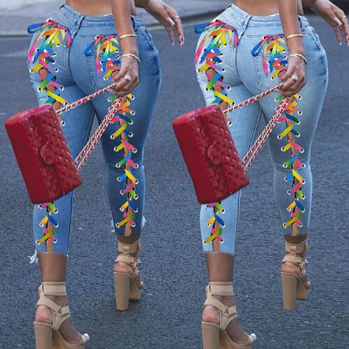 5XL Large Size 2021 New Slim Jeans Women Pants Female Summer Trending Streetwear Pencil Denim Jean Blue Skinny Ripped Holes Sexy