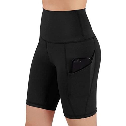 Women Gym Shorts Women High Waist Lifting Push Up Tight Sports Leggings Phone Pocket Jogging Running Fitness Yoga Shorts Pant