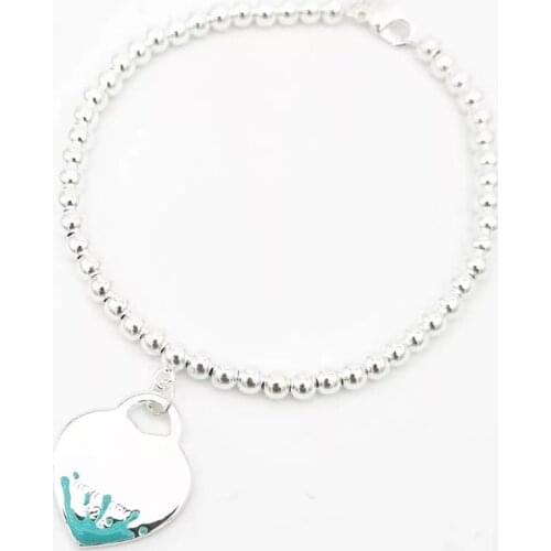 Original 1:1 S925 Sterling Silver European And American Classical Style 4mm Splash Heart Brand Bracelet,Women Logo Jewelry Gift