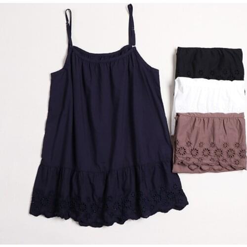 Japan Style Mori Girl Embroidered Base Vest Cotton Lace Loose Solid Color Sling Vest Women