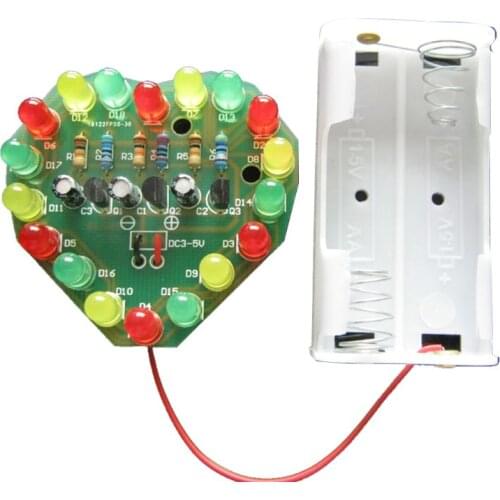 1Set Love Heart Shaped Colorful LED Flash Light Kits DIY Electronic Lamp Production Repair Parts