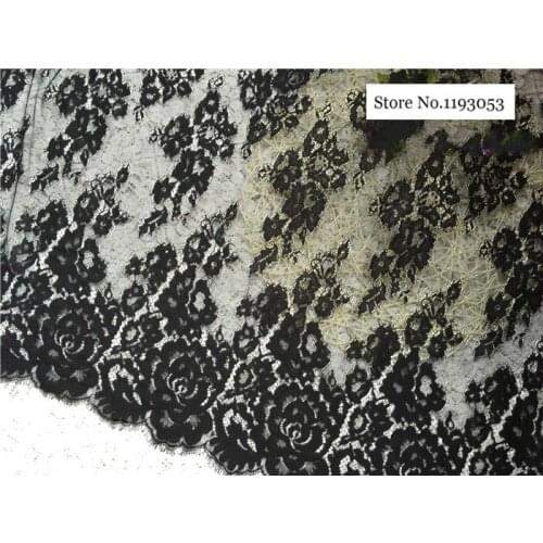 3M/Lot Exquisite 100CM Wide white black jacquard embroidery eyelash lace fabric diy craft wedding dress clothing material