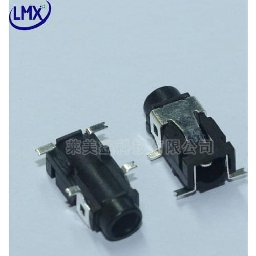 30pcs/lot PJ-321 3.5mm audio jack headphone jack earphone jack socket black 4Pins SMD