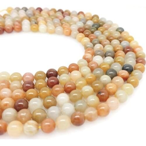 6-12mm Round Natural Gem Yellow Gold Wire Jasper Quartz Bead Jewelry Making Bracelet Necklace Earrings Wealth Health Unique