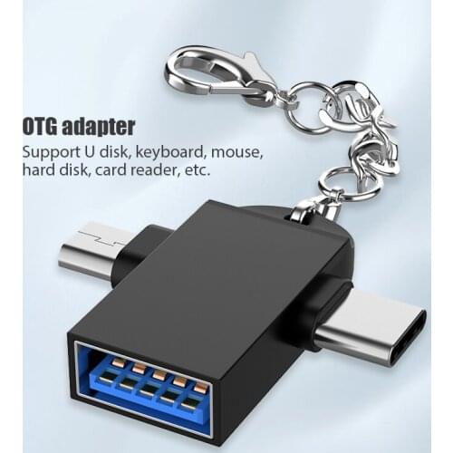 2 in 1 OTG Adapter USB 3.0 Female To Micro USB Male and USB C Male Connector Aluminum Alloy on The Go Converter