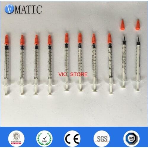 Free Shipping Non Sterilized Quality 10Pcs 1cc/ml Plastic Syringe With Red Cap Stopper 10Pcs