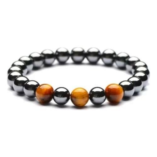 8mm Hematite Turquoise Tiger Eye Bracelet 7.5 inches Reiki Spirituality Handmade
