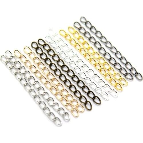 200 PCS 5cm Metal Iron Standard Extend Chain 5 Colors Plated Chain For Jewelry Making