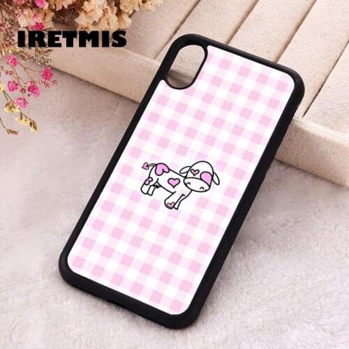 Iretmis 5 5S SE 2020 Phone Cover Case for iPhone 6 6S 7 8 Plus X Xs XR 11 12 Mini Pro Max Silicone TPU baby cow pink