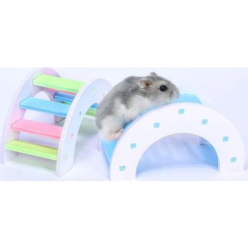 Wood Hamster Rainbow Bridge Pet Chew Teeth Care Molar Hamster Toy Small Animal Climbing Training Toys Pet Supplies