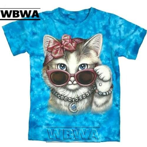 Flower cat pattern 3D printing T-shirt for boys and girls summer street wear O-neck short-sleeved top 3D style casual T-shirt 21