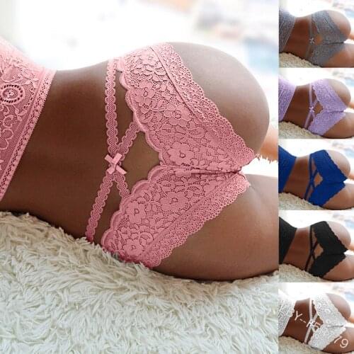 Hirigin 2021 New Women Sexy Underwear Panties Lace Floral Hollow Out Criss Knickers High Waist Thong Panties Crotchless Briefs