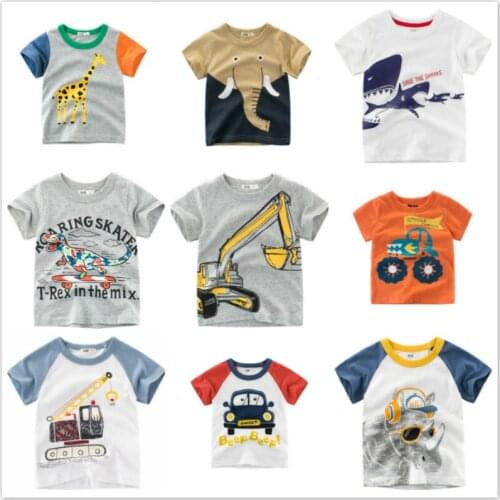 2019 New Summer Baby Boys Cotton Short Sleeve T-Shirt Lion Head Elephant Giraffe Cartoon Print Girl O-Neck Tops Tee Kids Clothes