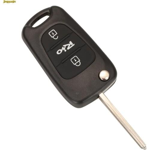 Jingyuqin 10pcs Flip Folding Remote Car Key Fob Shell For Kia Rio 3 III Uncut Blade 3 Buttons Fob Replacement