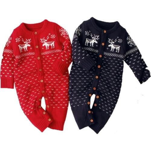 Newborn Baby Romper Autumn Winter Christmas Deer Print Baby Girls Clothes Jumpsuit For Unisex Baby Clothes Clothes 0 3 24 Month