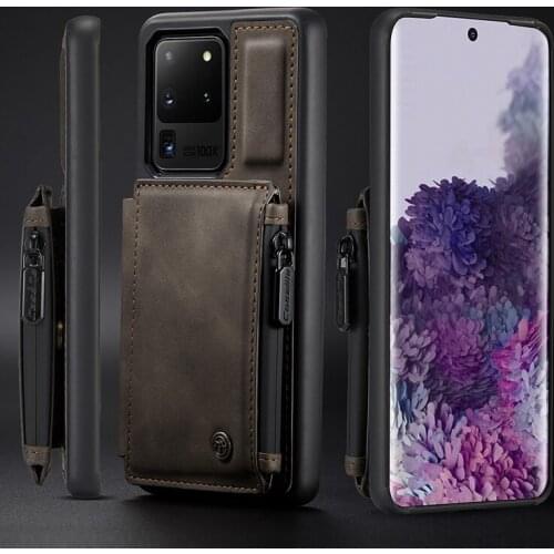 CaseMe Leather Case For Galaxy S20 ultra Retro Back Card Slots Wallet Back Case For Galaxy S20 S10E S9 S8 Plus Stand Back Cover