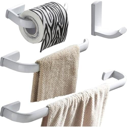Leyden 4pcs Whitened Brass Single Towel Bar Towel Ring Toilet Paper Holder Clothes Towel Hook Bathroom Accessories Set