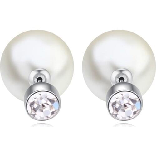 2021 Hot Selling Classic Pearl Double Sided Stud Earring Crystals from Austria Rhodium Plated For Women Mothers Day Gifts