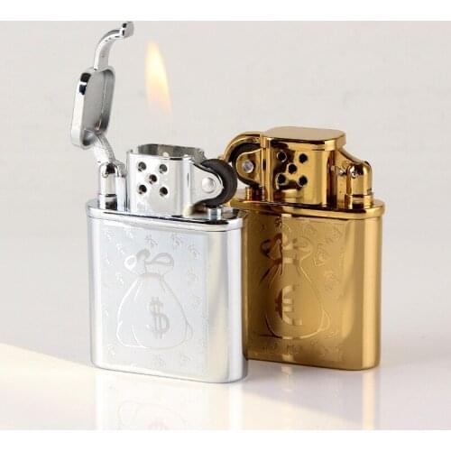 Metal Old Grinding Wheel Open Flame Butane Gas Lighter Cigarette Accessories
