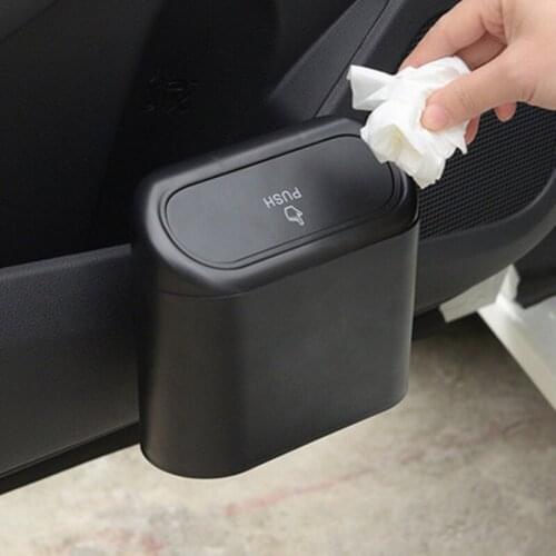 Car Trash Multifunctional Dust Case Storage Box Abs Pressing Type Trash Can Hanging Vehicle Auto Interior Accessories