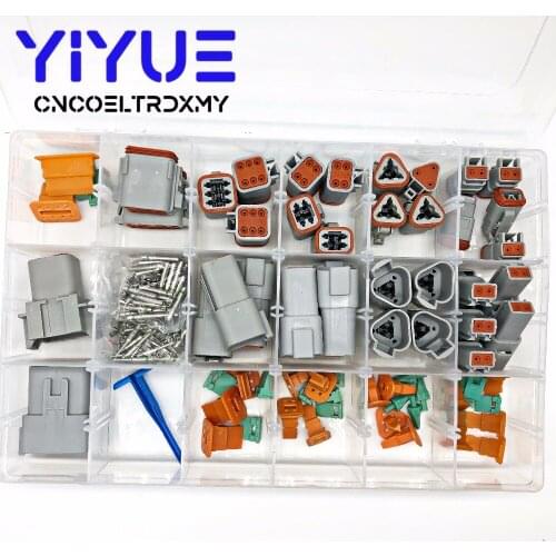 225pcs Deutsch DT automotive connectors kit + 14AWG Green Solid Terminals + removal tool 0411-336-1605
