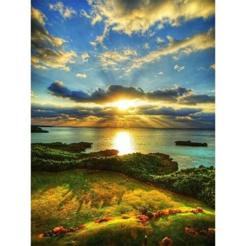 Landscape Sunset∕love Beach DIY Cross Stitch 11CT Embroidery Kits Needlework Craft Set Printed Canvas Cotton Thread Sale