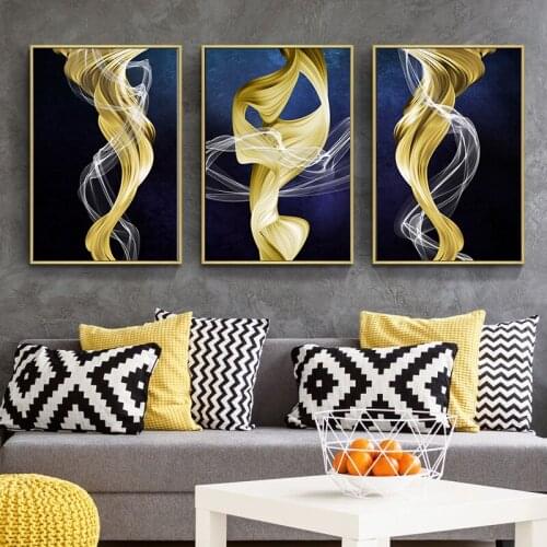 3 Pieces Wall Pictures For Living Room Gold Cuadros Picture Nordic Poster Wall Art Canvas Painting Home Decor Posters And Prints