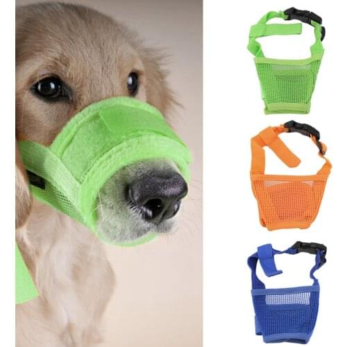 Nylon Puppy Dog Pet Mouth Bound Device Mask Safety Adjustable Breathable Muzzle Stop Biting Anti Bark Bite Mesh Small Large Dogs