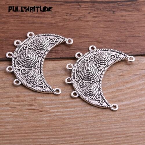 2PCS 42*48mm Necklace Charm Women Jewelry Fashion Moon Porous Connector Pendant Necklace