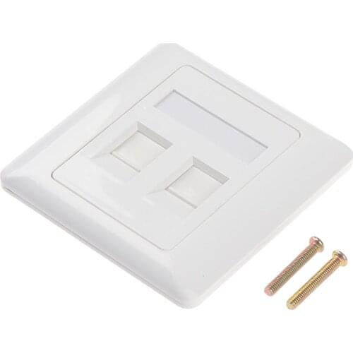1pc 86 Type Computer Socket Panel RJ45 Cable Interface Outlet Wall Socket 2 Ports Easy To Install