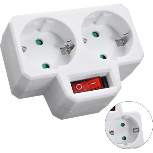 1Pc 250V 16A EU Conversion Socket Double Socket Conversion Socket With Outlet Switch Plug EU Standard