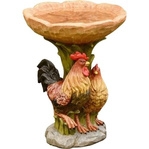 Resin Cock Birdbath Polyresin Antique Garden Bird Bath For Home Garden Yard Home Garden Yard Resin Pedestal Fountain Decor L3