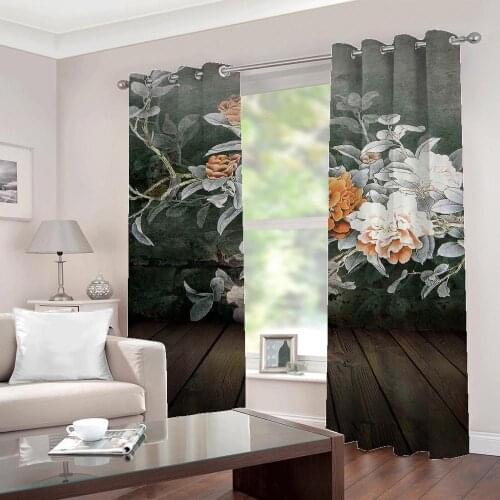 Custom Photo Curtains Modern 3D Retro Hand Painted Flowers For Living Room Bedroom Romantic Home Decor Drapes Indoor Sets