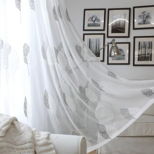 Nordic Simple Two-color Tree Embroidered Window Screen Is Suitable for The Classic Hemp Yarn In The Living Room Bedrooma Tulle