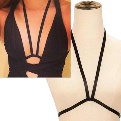 Women Wet Look Leather Strap Suspender Garter Belt G-String Clubwear Harness Tight Garter Belt Elastic Strappy Clubwear