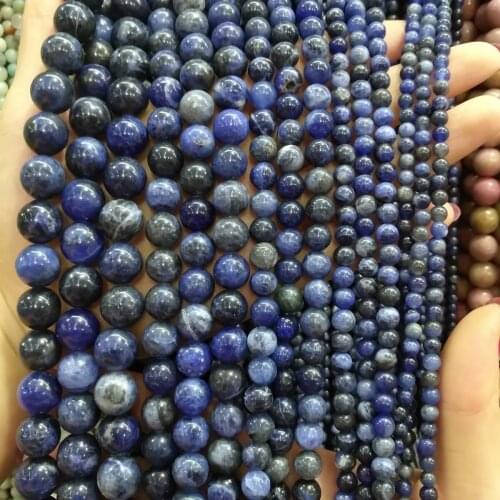 Blue-vein stone Sodalite Natural Stone Round Loose beads ball 4/6/8/10/12MM Jewelry bracelet making accessories DIY