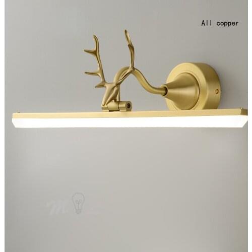 Nordic Gold Sconce Bathroom Light Wall Led Washroom Lamp Makeup Wall Light Fixtures Rotatable Deer Wall Lamp Wall Candlle Lights