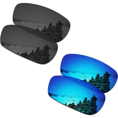SmartVLT 2 Pairs Polarized Sunglasses Replacement Lenses for Oakley Crosshair 2.0 Stealth Black and Ice Blue