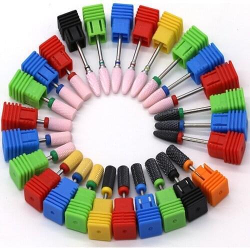 Nail Drill Bits For Electric Drill Manicure Machine Accessory Rainbow Tungsten Carbide Ceramic Milling Cutter Nail Files