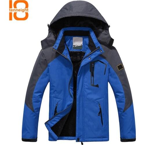 TENNEIGHT 2018 Mens Winter Fleece Waterproof Jacket Warm Coat Outdoor Hiking jacket Camping Trekking Skiing Male Jackets Large
