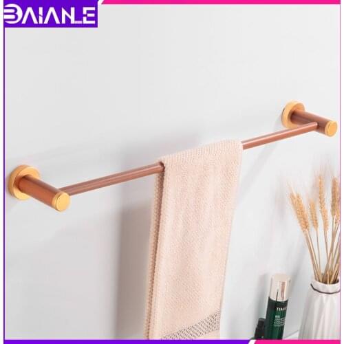 Towel Bar Aluminum Wood Towel Holder Wall Mounted Bathroom Towel Rack Hanging Holder Bathroom Accessories Crafts Storage Hanger